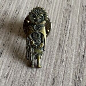 Vintage KACHINA DOLL Brooch Gold Tone Tie Tack Pin 1"